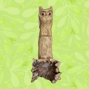 Vintage Owl Wood Sculpture Folk Art